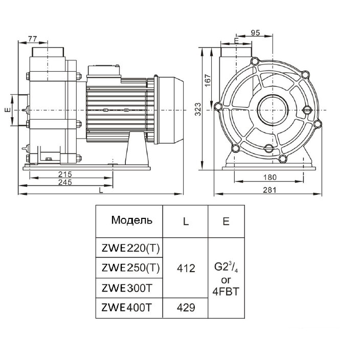 Насос AquaViva ZWE400T трехфазный